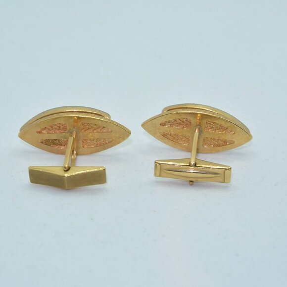 14K Leaf Shape Cufflinks with 1 carat total weight diamonds - Picture 3 of 3